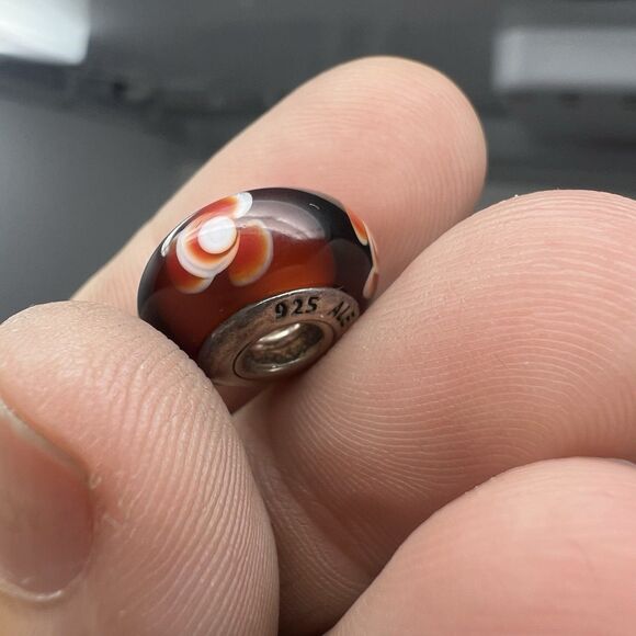 Pandora Sterling Silver Murano Glass Red Flowers for You Bead Charm 790646 925 - Picture 7 of 10